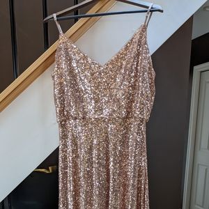 Revelry Rose gold Sequins Bridesmaid Dress